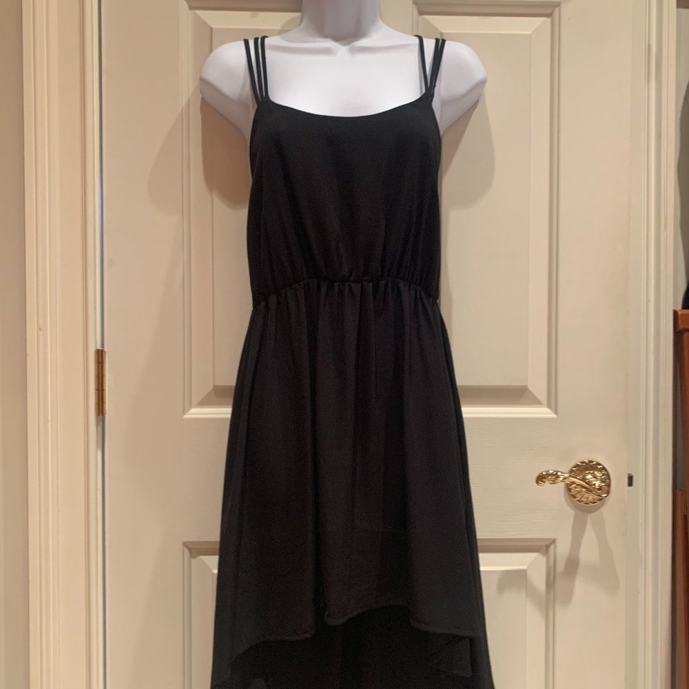 Black High/Low Midi Dress, Size Medium r